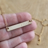 skinny gold bar name necklace