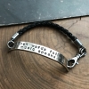 custom message leather and silver bracelet