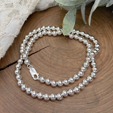 sterling silver ball bead necklace
