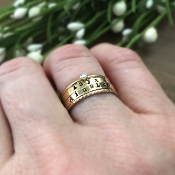 Gold family stacking ring set