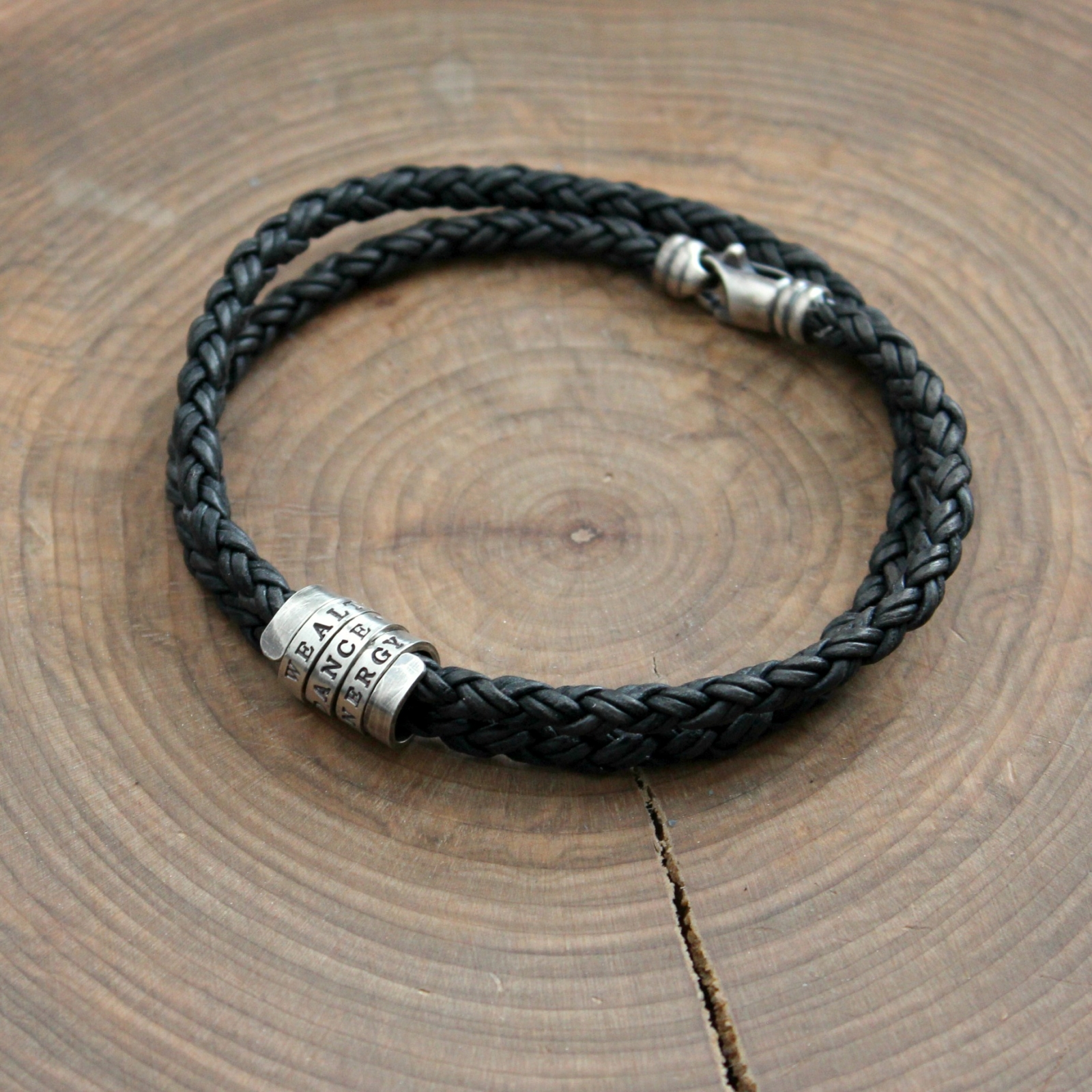 Men's Personalized Bracelet, Leather And Silver Blair Bracelet | 2