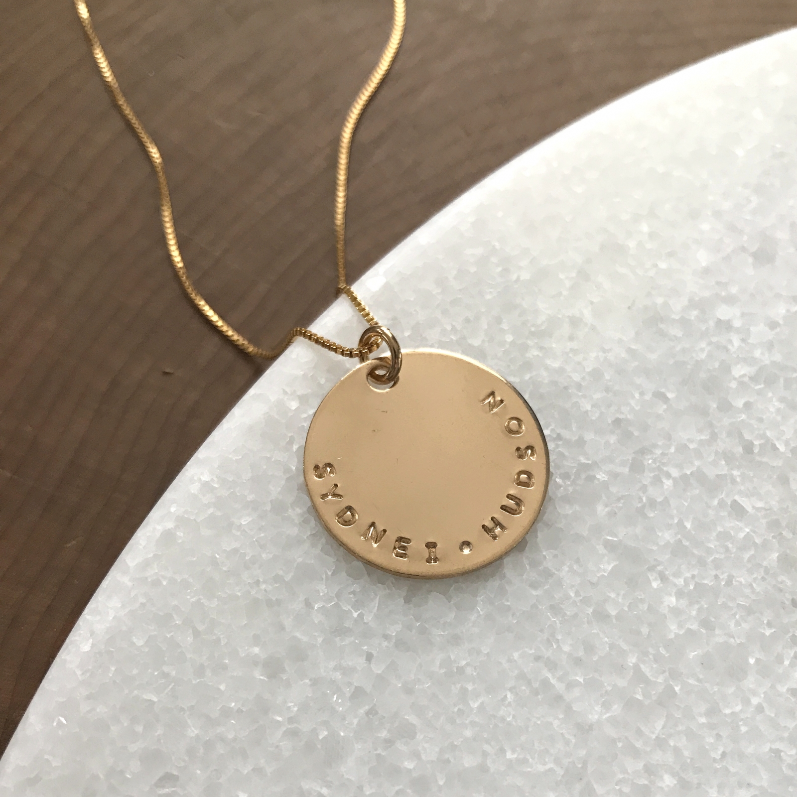 Shield Necklace / 14k Yellow Gold Filled / Large Convex Domed Disk / Rustic  Hammered Texture / Touchstone Necklace