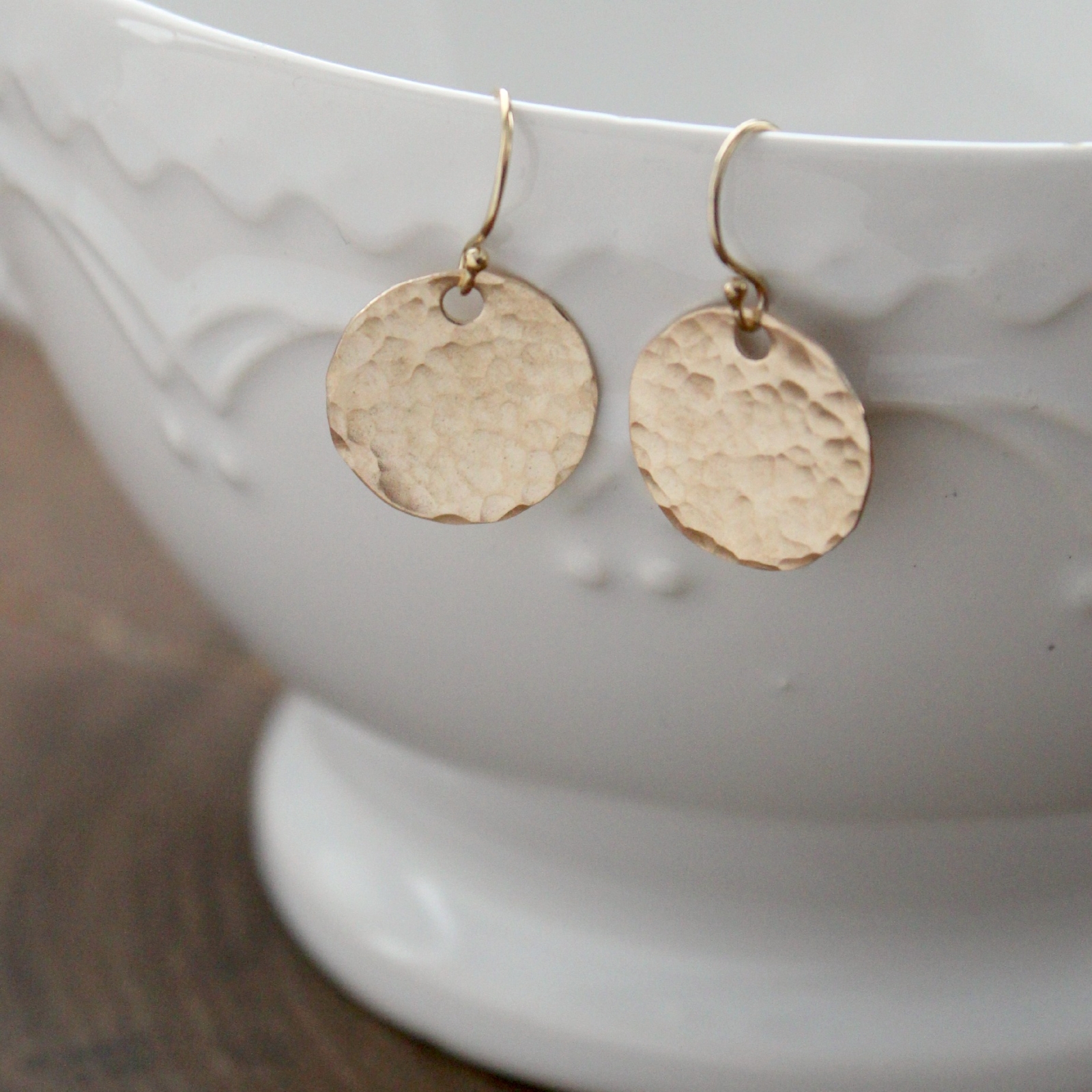Italian Large Hammered Gold Disc Earrings For Sale at 1stDibs | large hammered  disc earrings, large hammered gold disc..., large disc earrings