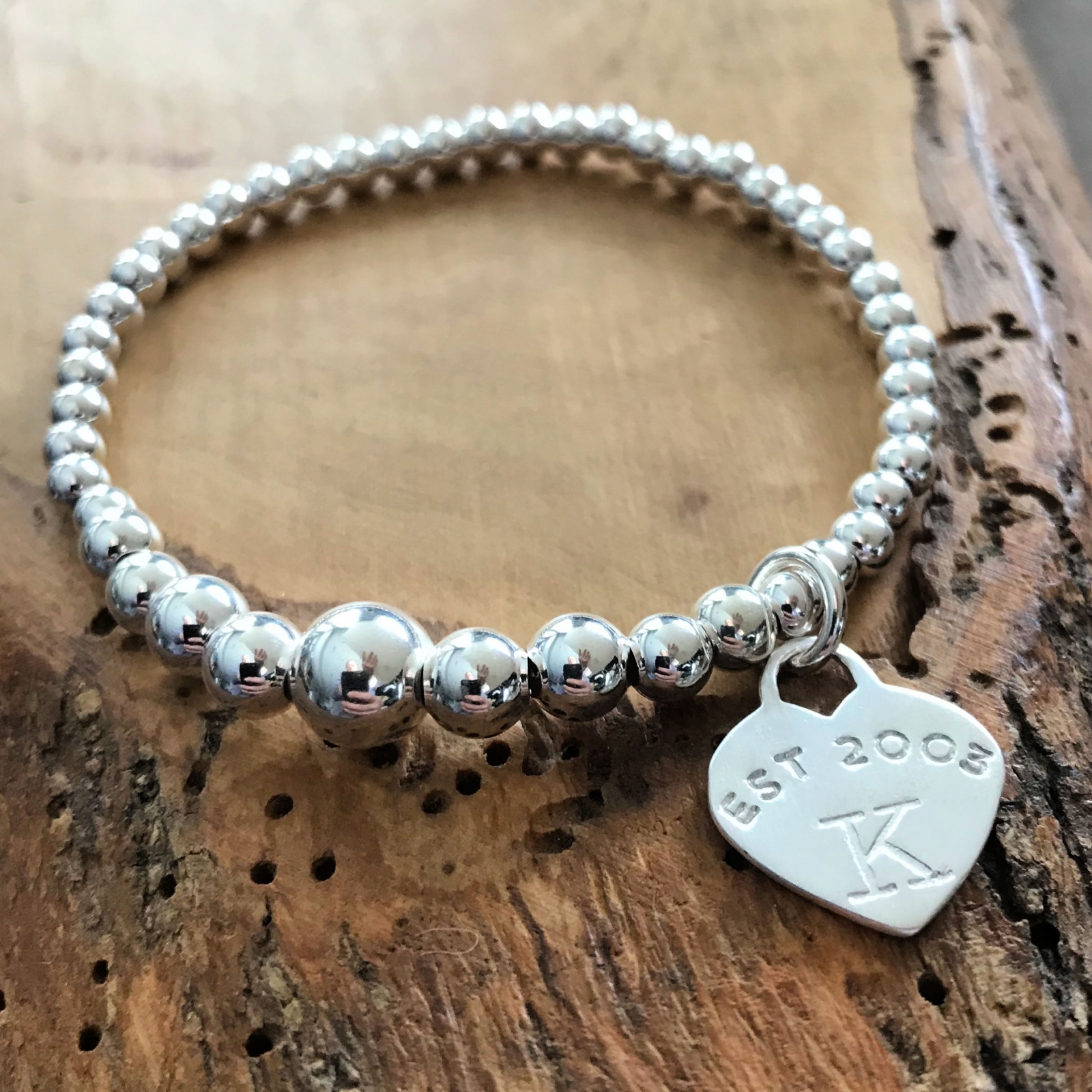 tiffany silver bead bracelet with heart