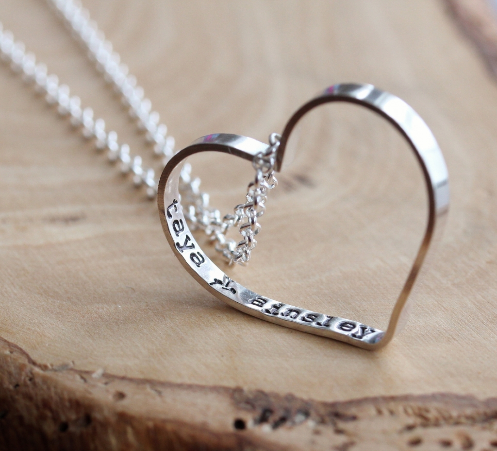 Personalized Everyday Open Heart Necklace - Secret Wishes Sterling