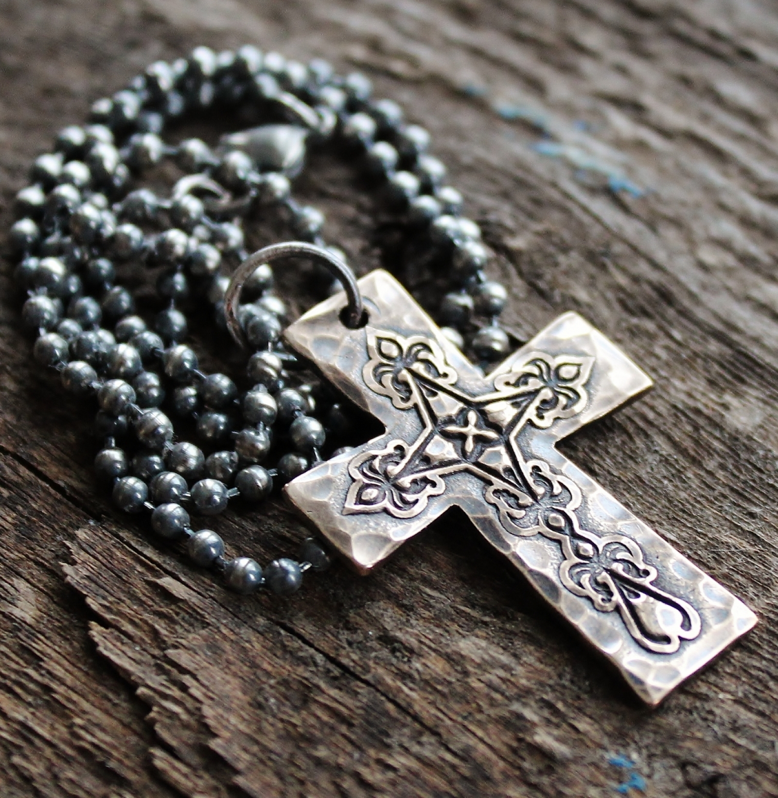 Men's Silver Cross Pendant Necklace - Men's Silver Necklace