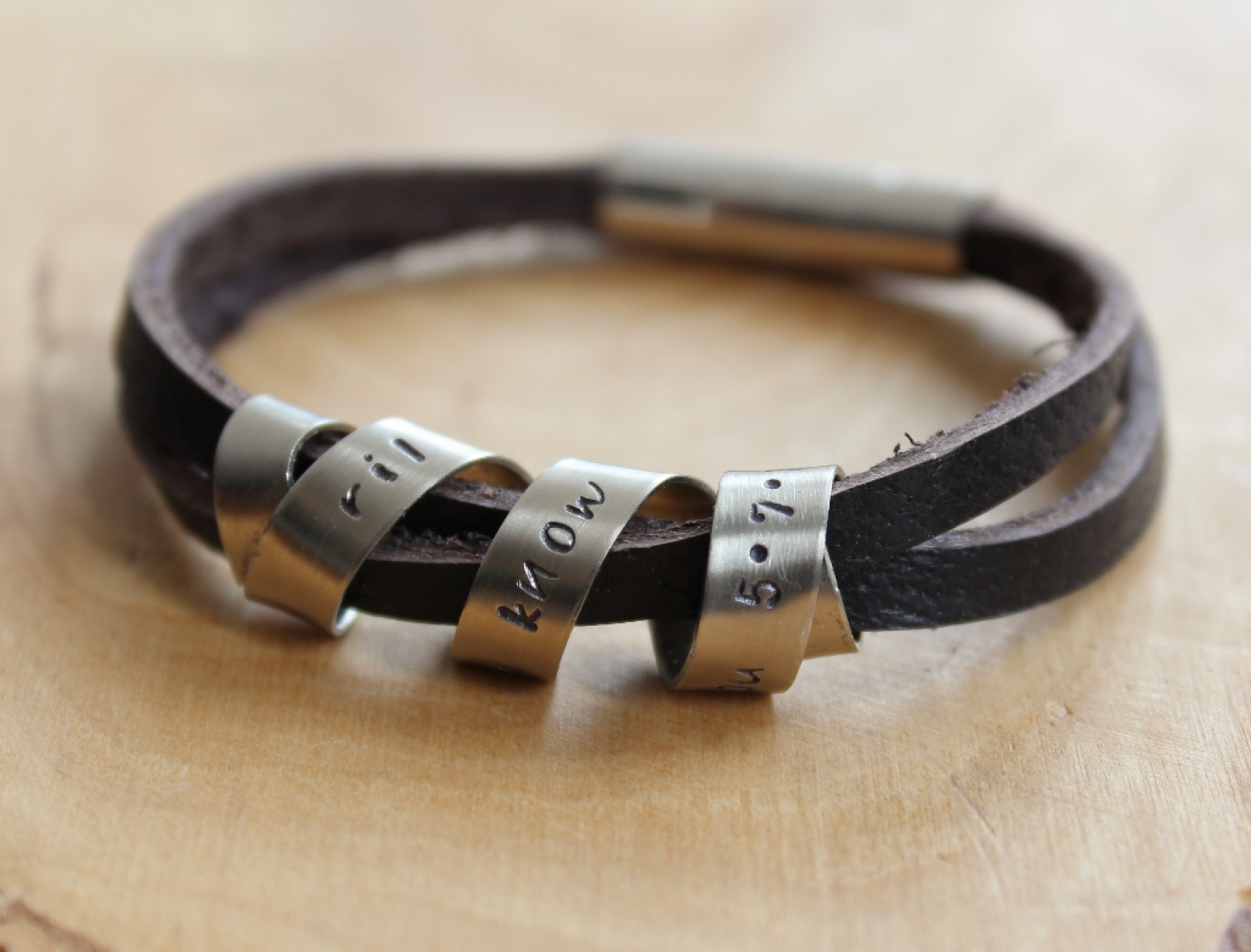 Men's Secret Message Leather Bracelet