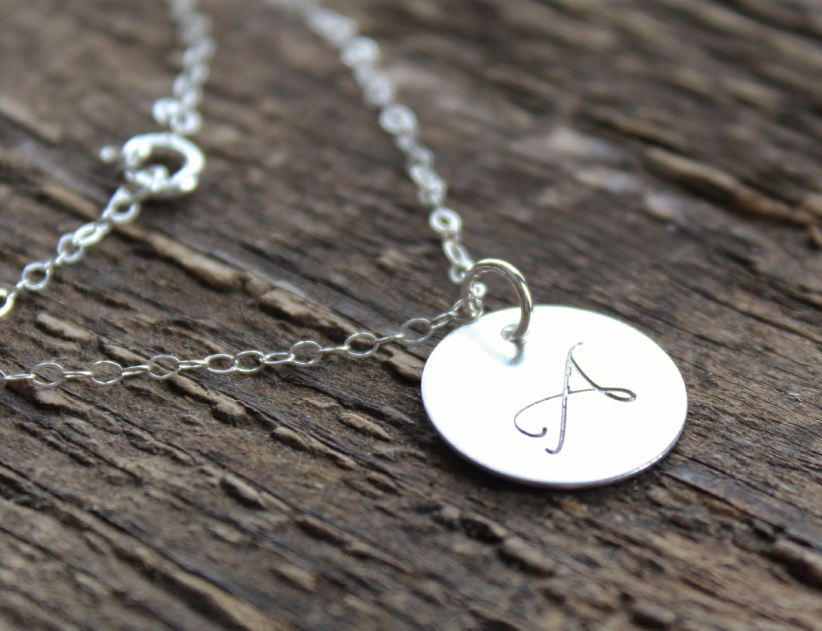 Personalized Silver Monogram Necklace - Bridesmaides Gift Hand Stamped