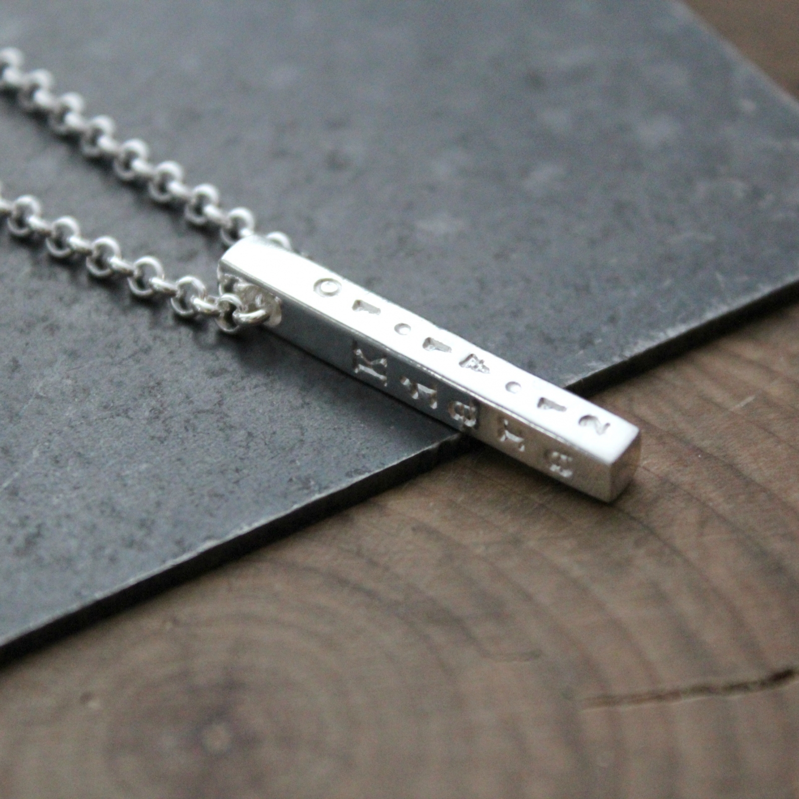 Custom Engraved Vertical Bar Necklace for Men Gullei.com