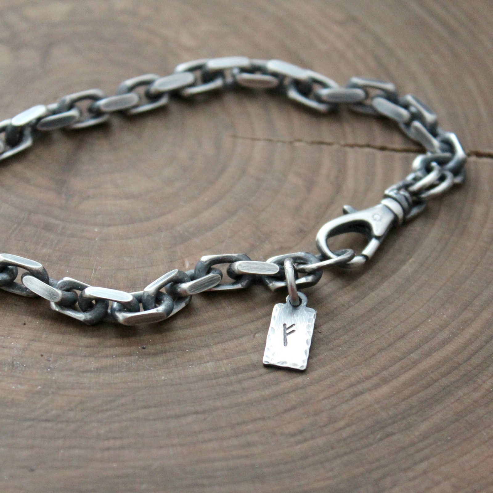 Men's Personalized Bracelet, Sterling Silver, Chain Bracelet - Spencer