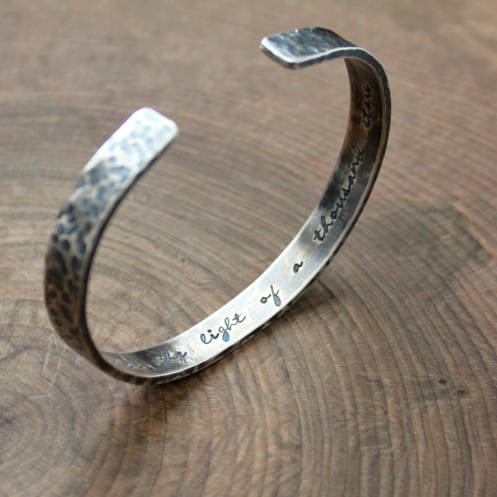 Men's Personalized Thick Silver Cuff Bracelet, Custom Hidden Message