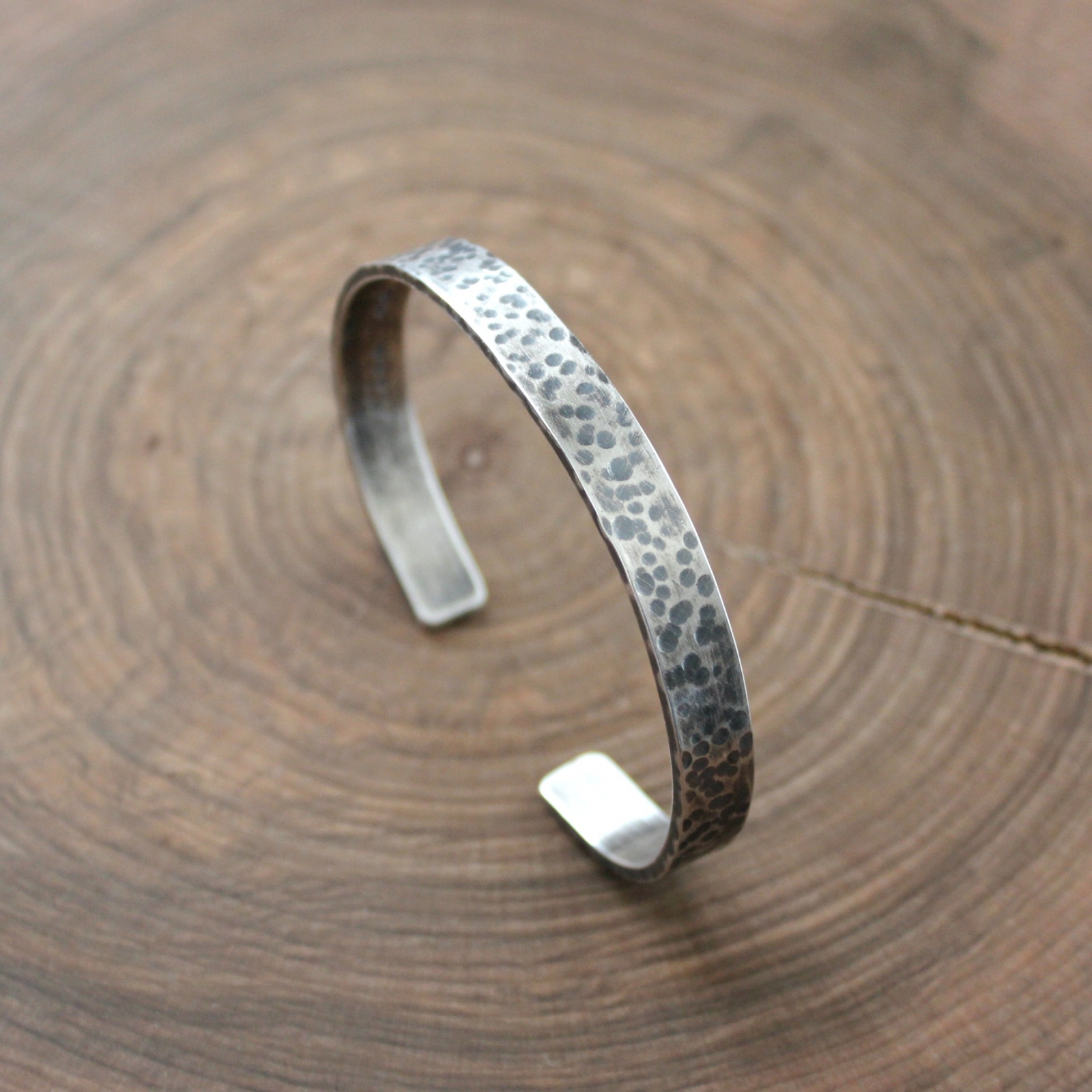 Medium Hammered Silver Cuff Bracelet – Lotus Stone Design