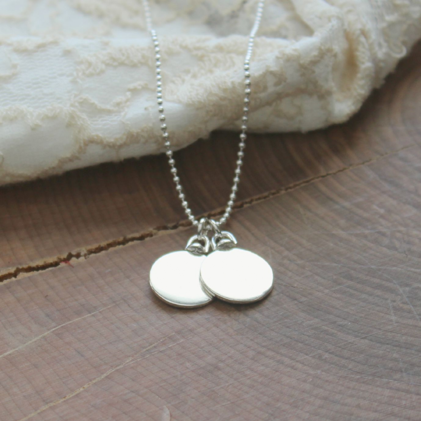 Personalized Double Sided Silver Round Swivel Necklace Audrey 2