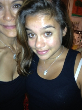 Nia Peeples and daughter wearing our custom necklaces.
