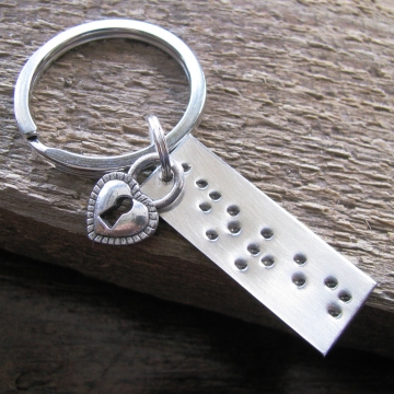Braille Secret Message Keychain Personalized Gift