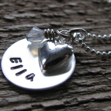 Personalized Name Necklace Hand Stamped- Personalized Mommy Necklace Childs Name With Love and Birthstone For Mommy on Mothers Day