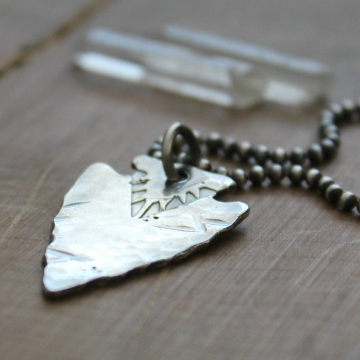Men's Personalized Arrowhead Necklace, Fine Silver, Rugged And Masculine - Scott Necklace
