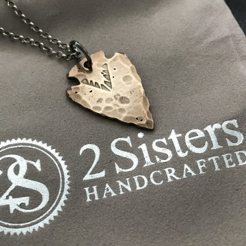 Men's Arrowhead Necklace, Bronze and Sterling Silver Personalized Necklace
