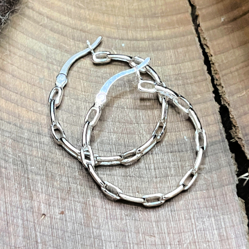 Sterling Silver Chain Hoop Earrings