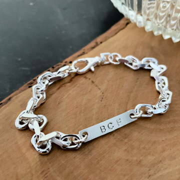 Men's Personalized ID Bracelet, Sterling Silver Chain Bracelet - Charles Bracelet