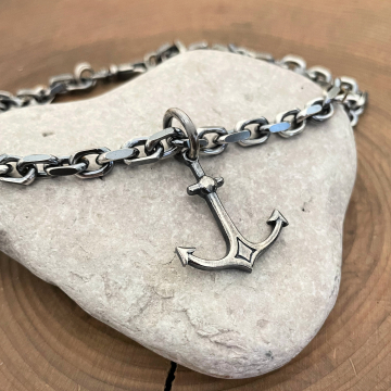 Men's Thick Anchor Chain Necklace, Heavy Sterling Silver Chain, Custom Men's Jewelry, Oxidized Rugged Men's Chain - The William Chain Necklace