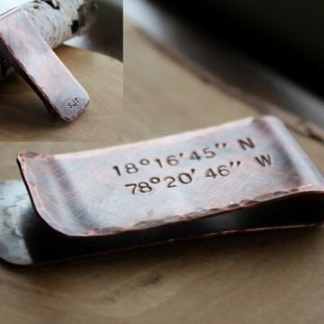 Custom Copper Money Clip Front & Back - Monogrammed Front & Secret Message Back