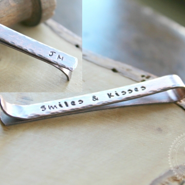 Personalized Rustic Copper Tie Bar or Skinny Tie Bar, Men's Tie Clip - Jake Tie Bar