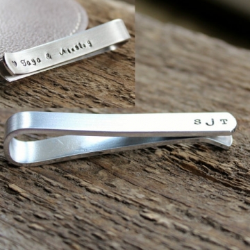 Personalized Tie Bar or Skinny Bar - Hand Stamped Men's Tie Clip Gift Men's Gift
