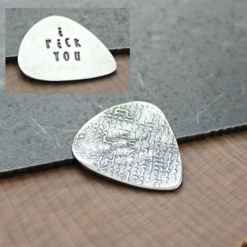 Personalized Guitar Pick In Fine Silver, Custom Message, Double Sided Guitar Pick, Men's Gift, Husband, Boyfriend, Statement Gift - Jack Pick