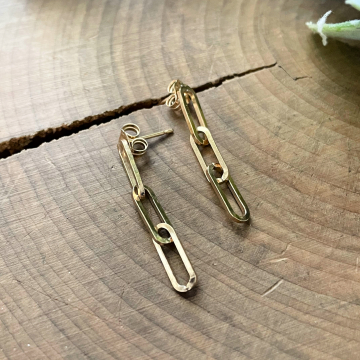 Modern 14K Gold Fill Paperclip Chain Dangle Earrings
