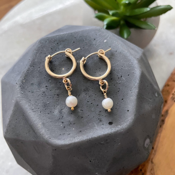 Gold and Pearl Hoop Earrings - Shine Hoop Earrings