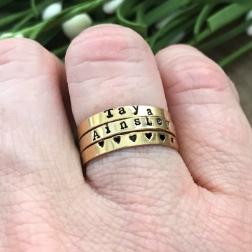 Personalized Gold Stacking Ring, Skinny 14k Gold Fill Custom Stacking Ring