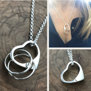 Sterling Silver Necklace Ring Holder, Heart Pendant Ring Holder, Wedding Ring Holder, Glass Holder Necklace - Amanda Necklace
