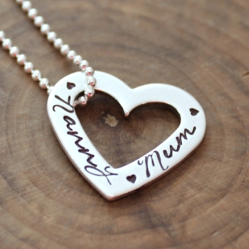 Personalized Heart Necklace, Sterling Silver Family Necklace, Add More Hearts For More Names - Holly Necklace