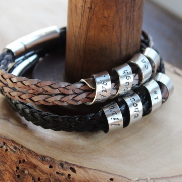 Personalized His & Hers / Mother Daughter Secret Message Bracelets Leather & Silver Mens Gift Womans Gift Personalized His & Hers / Mother Daughter Secret Message Bracelets Leather & Silver Mens Gift Womans Gift