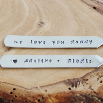 Men's Personalized Collar Stays Hand Stamped Message, Men's Gift
