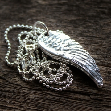 Custom Angel Wing Necklace of Pure Silver Personalized For Men & Woman