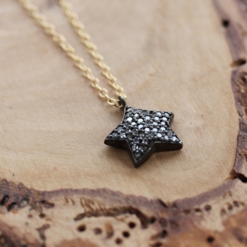 Pave Diamond Star Necklace - Wishing Star