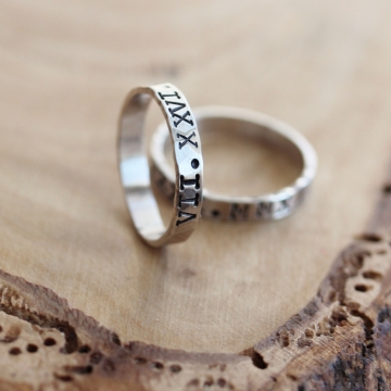 Men's Personalized Skinny Ring - Hand Stamped, Sterling Silver - Scott Ring