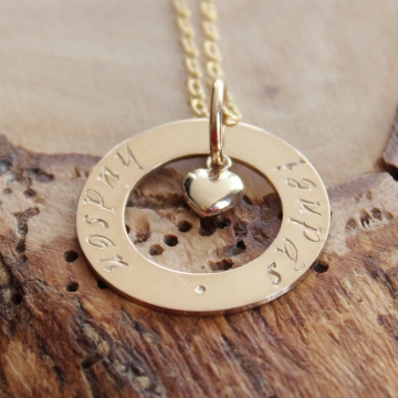 Personalized Gold Open Circle Necklace With Love - Hand Stamped Mommy Necklace - Sydnei Necklace