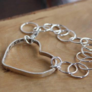Personalized Silver Everyday Heart Bracelet