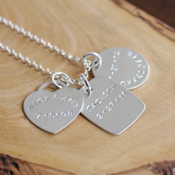 Personalized Thick Silver Family Necklace - Luxe - Choose How Many Charms