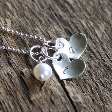 Heart Initial Necklace Personalized Sterling - Petite & Teeny Love Cups