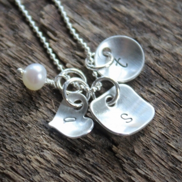 Personalized Initial Necklace - Hand Stamped Silver Teeny Variety Necklace