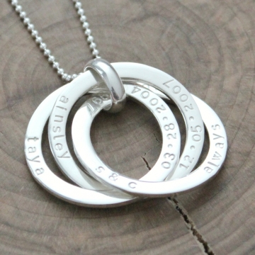 Personalized Russian Ring Interlocking Pendant Necklace - Bianca Necklace