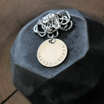 The Jamie Necklace, Personalized Unisex Silver Disc Necklace, Men's Silver Necklace, Women's Silver Necklace