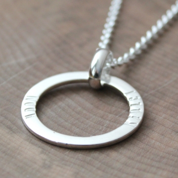 Personalized Sterling Silver Open Circle Mother's Necklace -  Kinley Necklace