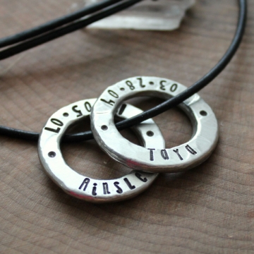 Men's Personalized Washer Necklace, Masculine Custom Necklace, Men's Gift, Hand Stamped Necklace - William Necklace