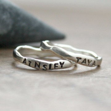 Personalized Ring, Sterling Silver Name Ring, Freeform Stacking Ring - Organic Colleen Ring