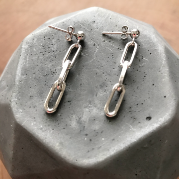 Sterling Silver Paperclip Chain Dangle Earrings
